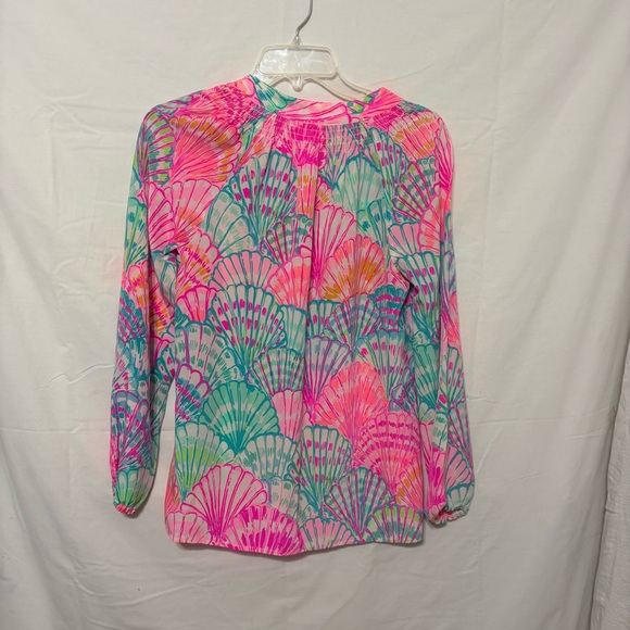 Lilly Pulitzer Pink and Green Shell Print Blouse - Picture 5 of 11